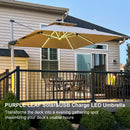PURPLE LEAF Solar Powered Umbrella LED Rectangular Patio Umbrella with Lights