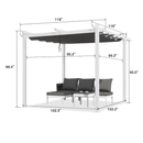 PURPLE LEAF Retractable Pergola With White Frame And Double Sun Shade Canopy Patio Aluminum Pergola for Garden