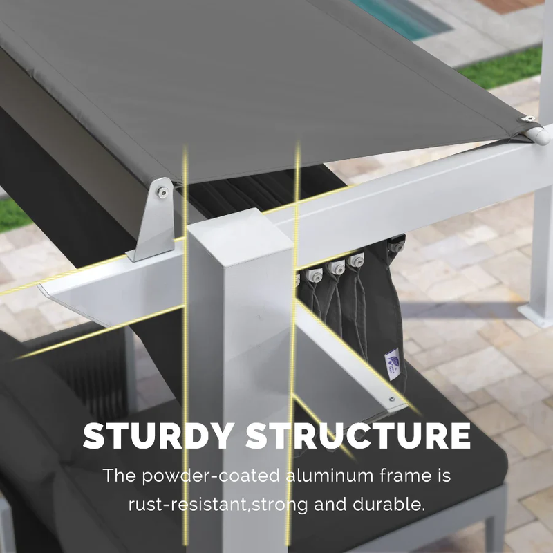 PURPLE LEAF Retractable Pergola With White Frame And Double Sun Shade Canopy Patio Aluminum Pergola for Garden
