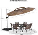 PURPLE LEAF Double Top Square/Round Outdoor LED Parasol 10 / 11  ft