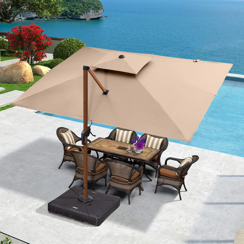 PURPLE LEAF  Garden Cantilever Parasol, Large Rectangular Overhanging Patio Umbrella with Crank Handle for Balcony