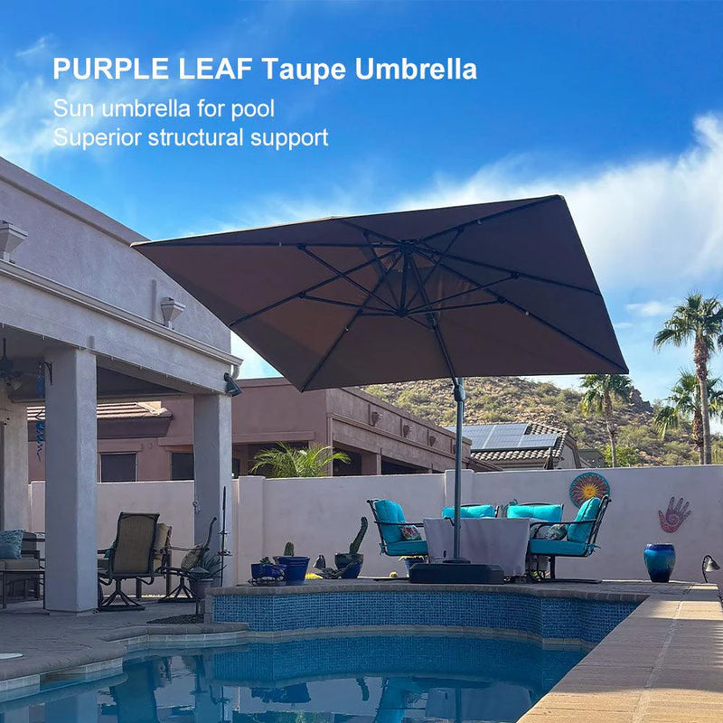 PURPLE LEAF Double Top Square Outdoor Standing Parasol 10 / 11 ft