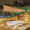 PURPLE LEAF Solar Powered Umbrella LED Rectangular Patio Umbrella with Lights