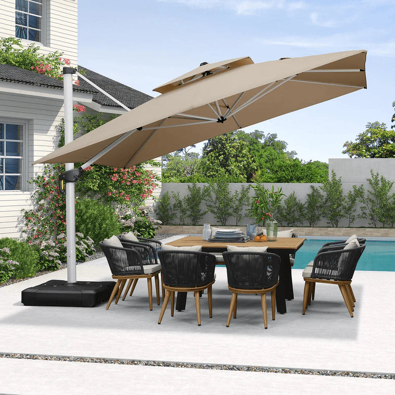 PURPLE LEAF Double Top 360 Degree Rotation Square Patio Classic Parasol