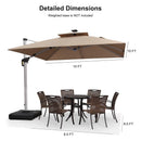 PURPLE LEAF Double Top Square/Round Outdoor LED Parasol 10 / 11  ft