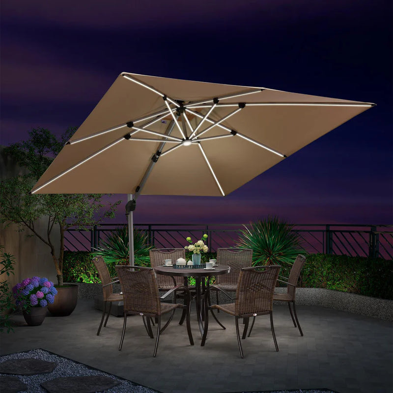 PURPLE LEAF Double Top Square/Round Outdoor LED Parasol 10 / 11  ft