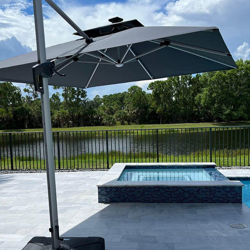 PURPLE LEAF Double Top Square/Round Outdoor LED Parasol 10 / 11  ft