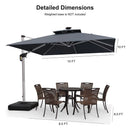 PURPLE LEAF Double Top Square/Round Outdoor LED Parasol 10 / 11  ft