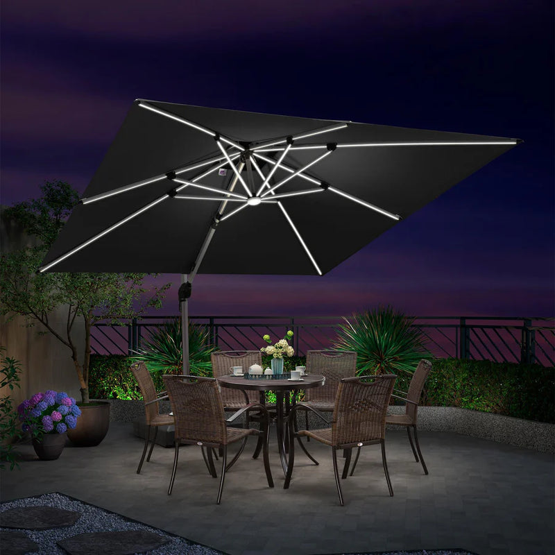 PURPLE LEAF Double Top Square/Round Outdoor LED Parasol 10 / 11  ft
