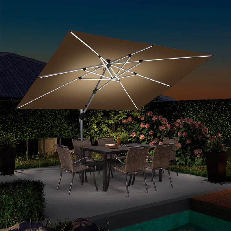 PURPLE LEAF Double Top Rectangle Outdoor LED Parasol