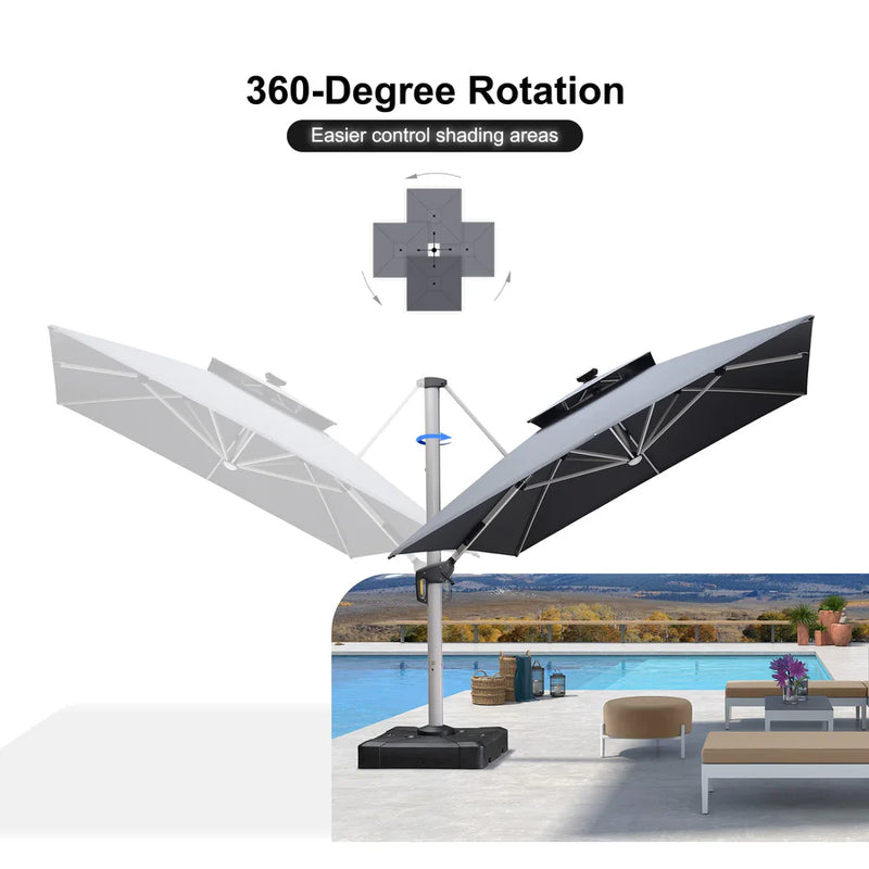 PURPLE LEAF Double Top Rectangle Outdoor LED Parasol