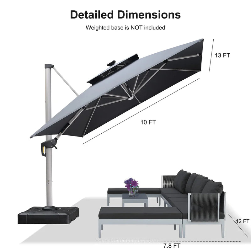 PURPLE LEAF Double Top Rectangle Outdoor LED Parasol