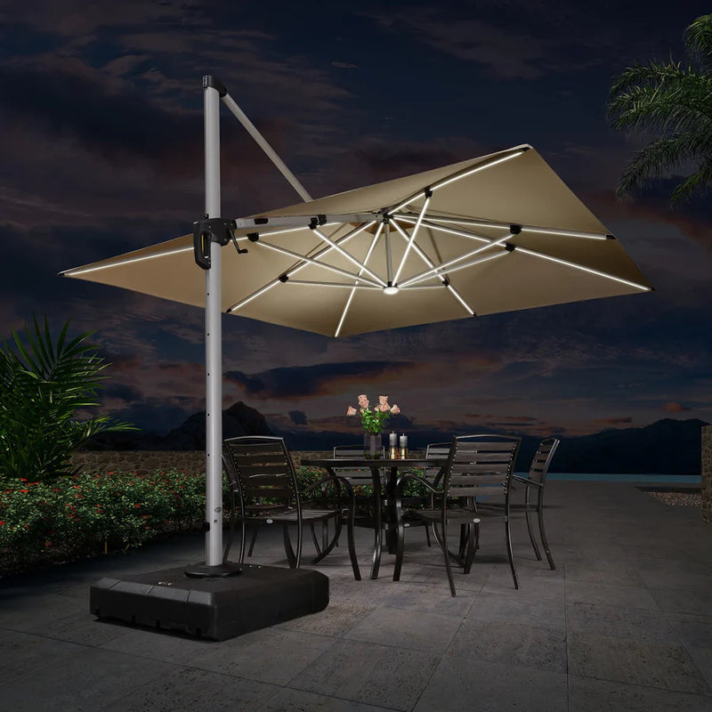 PURPLE LEAF Double Top Square/Round Outdoor LED Parasol 10 / 11  ft