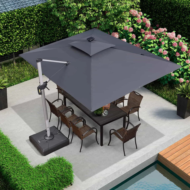 PURPLE LEAF Double Top Rectangle Outdoor LED Parasol