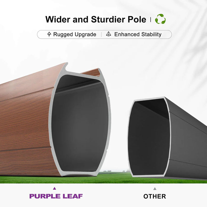 PURPLE LEAF Double Top Square Aluminum Parasol in Wood Color 10 ft