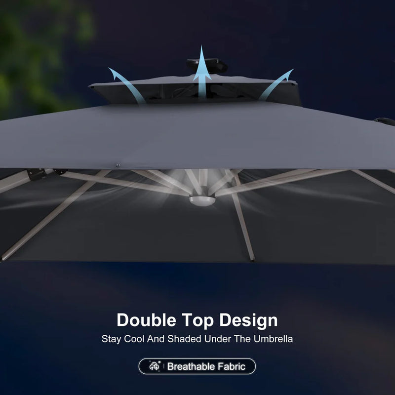PURPLE LEAF Double Top Rectangle Outdoor LED Parasol