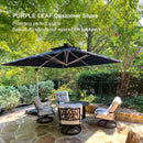 PURPLE LEAF Solar Powered Umbrella LED Rectangular Patio Umbrella with Lights