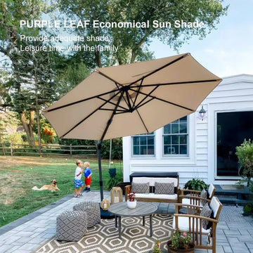 PURPLE LEAF Economical Patio Offset Round Parasol
