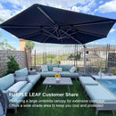PURPLE LEAF Large Solar Yard Parasol Double Top Square Patio Umbrella with Lights