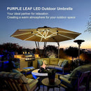 PURPLE LEAF Large Solar Yard Parasol Double Top Square Patio Umbrella with Lights