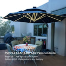 PURPLE LEAF Large Solar Yard Parasol Double Top Square Patio Umbrella with Lights