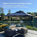 PURPLE LEAF Solar Powered Umbrella LED Rectangular Patio Umbrella with Lights