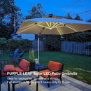PURPLE LEAF Solar Powered Umbrella LED Rectangular Patio Umbrella with Lights