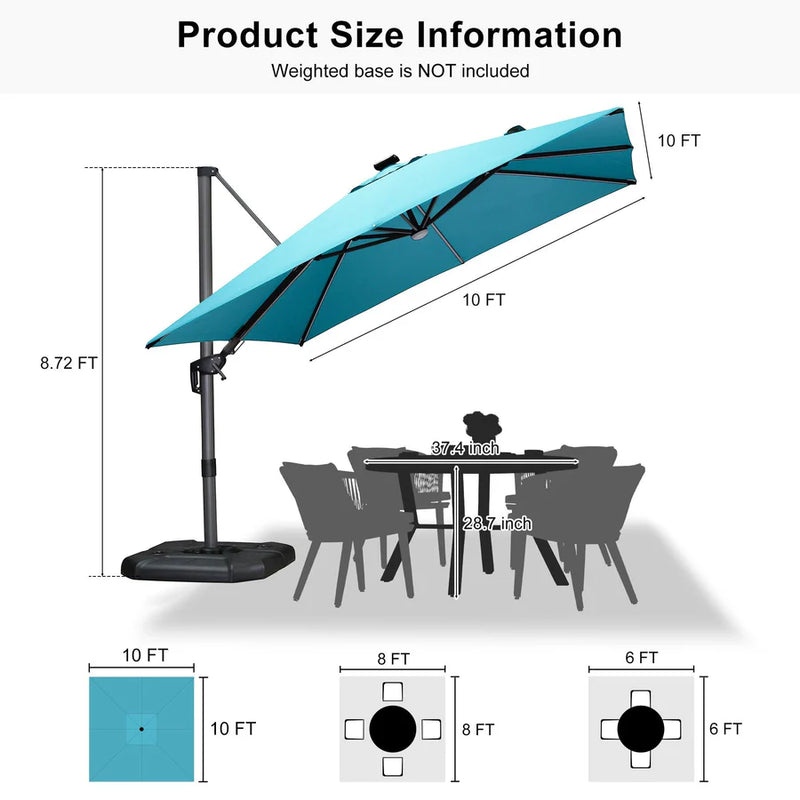 PURPLE LEAF LED Offset Cantilever Parasol with Lights