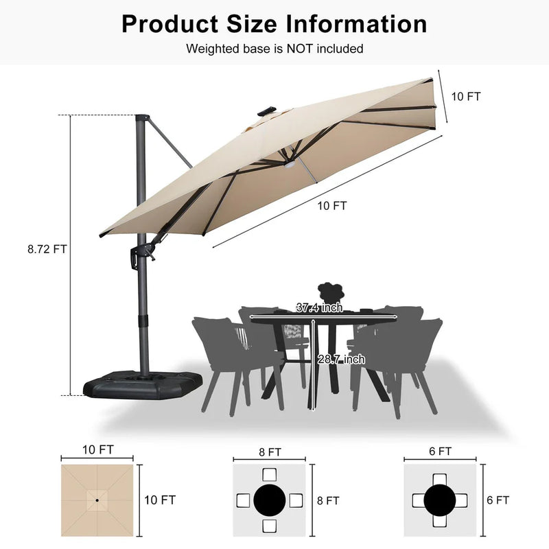 PURPLE LEAF LED Offset Cantilever Parasol with Lights