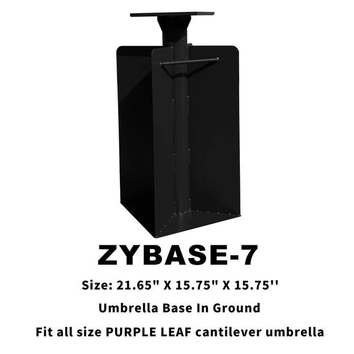 (Umbrella and Base Set) PURPLE LEAF Double Top Rectangle Outdoor Classic Parasol with base