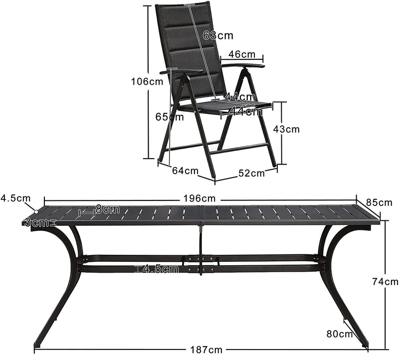 PURPLE LEAF Patio Dining Table with  Teak-Finish&Aluminum Frame for Backyard Kitchen