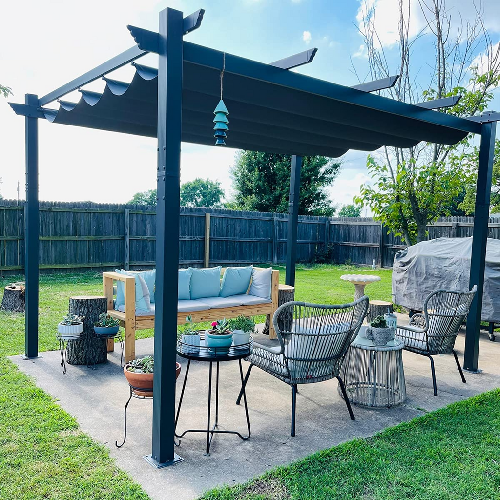 PURPLE LEAF Outdoor Retractable Pergola Patio Shelter Classical ...