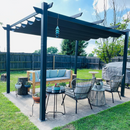 PURPLE LEAF Outdoor Retractable Pergola with Sun Shade Canopy Patio Metal Shelter for Garden Porch Beach Pavilion Grill Gazebo
