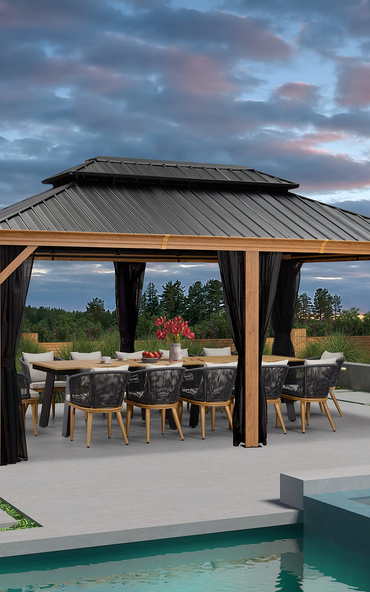 PURPLE LEAF  Garden Gazebo With Galvanized Steel Double Roof, Waterproof  Gazebo With  Aluminum Frame for All Weather