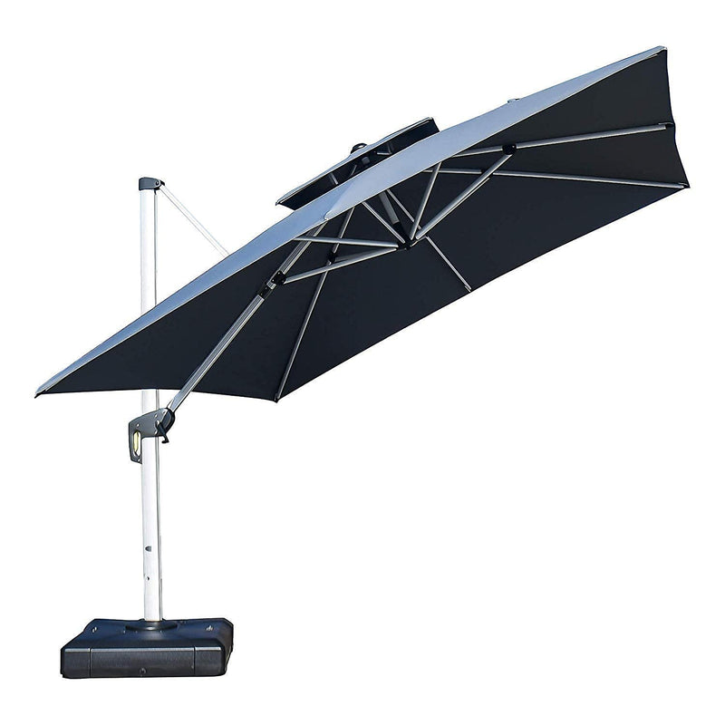 PURPLE LEAF  Garden Cantilever Parasol, Large Square Overhanging with Crank Handle and Tilt for Balcony and Outdoor