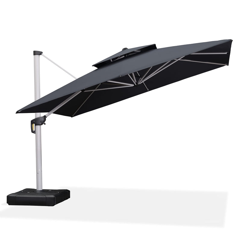PURPLE LEAF  Garden Cantilever Parasol, Large Square Overhanging with Crank Handle and Tilt for Balcony and Outdoor