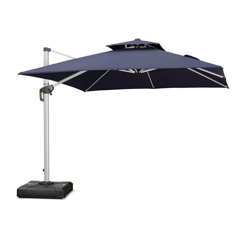 PURPLE LEAF  Garden Cantilever Parasol, Large Square Overhanging with Crank Handle and Tilt for Balcony and Outdoor