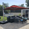 PURPLE LEAF  Garden Cantilever Parasol, Large Square Overhanging with Crank Handle and Tilt for Balcony and Outdoor