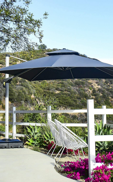 PURPLE LEAF  Garden Cantilever Parasol, Large Square Overhanging with Crank Handle and Tilt for Balcony and Outdoor