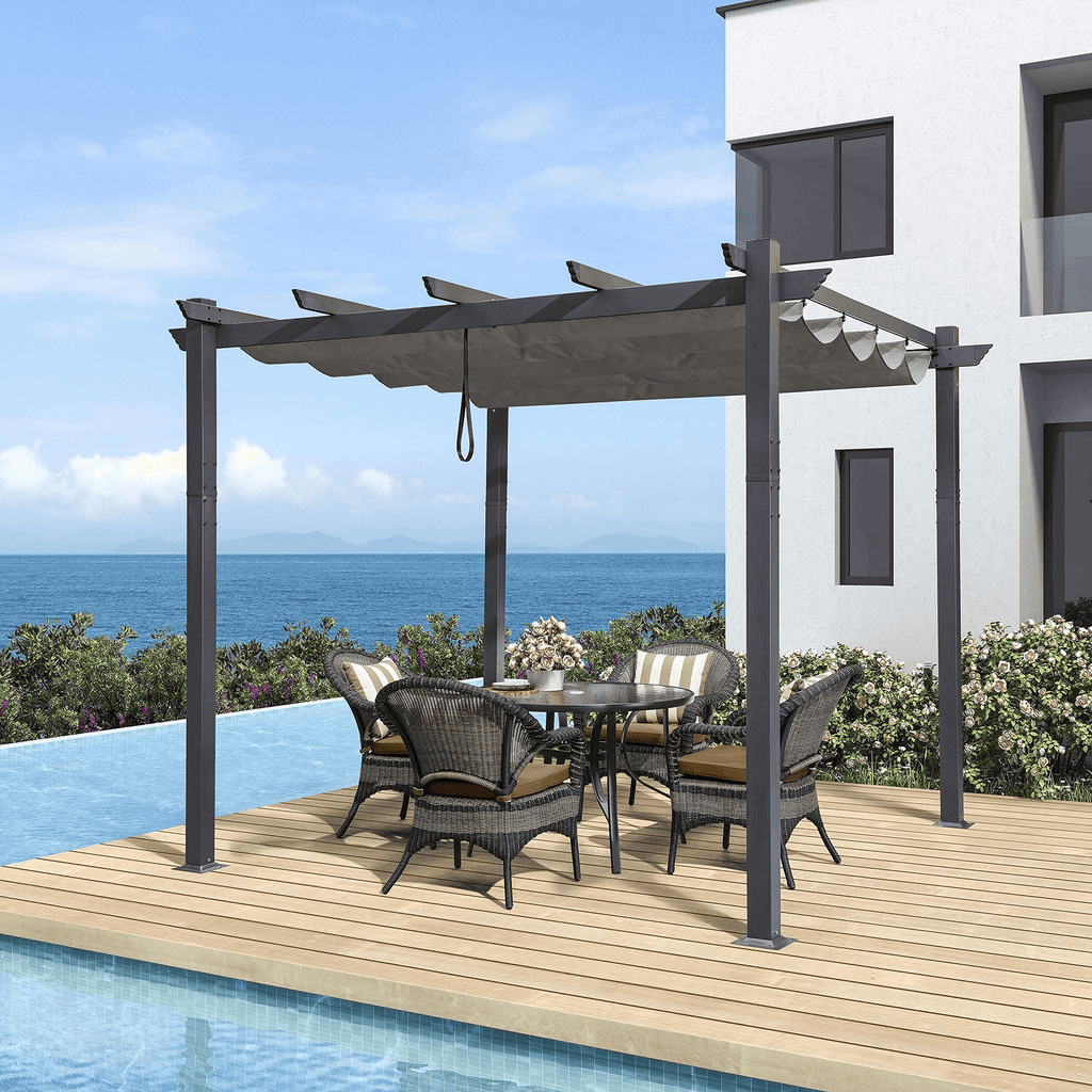 PURPLE LEAF Outdoor Retractable Pergola Patio Shelter Classical ...