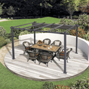PURPLE LEAF Outdoor Retractable Pergola Patio Shelter Classical Pavilion Grill Gazebo