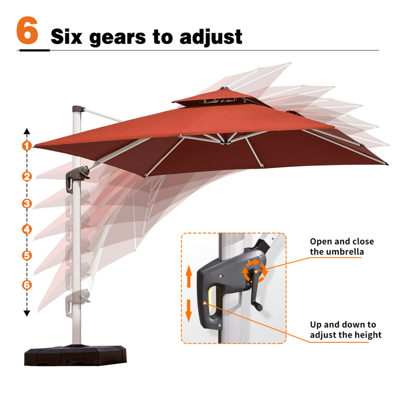 PURPLE LEAF  Garden Cantilever Parasol, Large Square Overhanging with Crank Handle and Tilt for Balcony and Outdoor