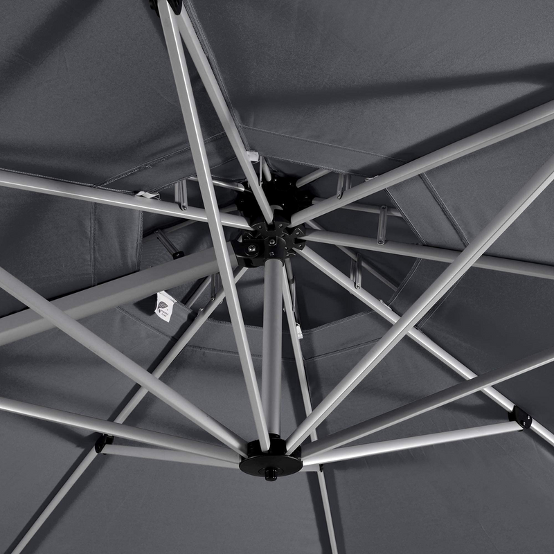 PURPLE LEAF  Garden Cantilever Parasol, Large Square Overhanging with Crank Handle and Tilt for Balcony and Outdoor