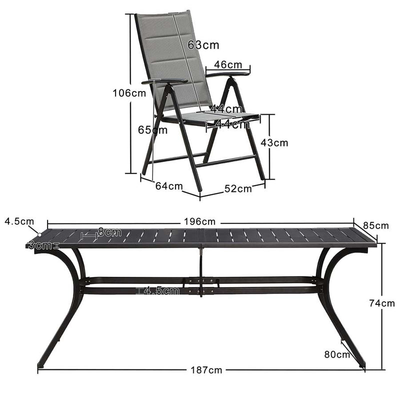 PURPLE LEAF Patio Dining Table with  Teak-Finish&Aluminum Frame for Backyard Kitchen