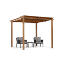PURPLE LEAF Outdoor Retractable Pergola with Sun Shade Canopy Patio Metal Shelter for Garden Porch Beach Pavilion Natural Wood Grain Frame Grill Gazebo